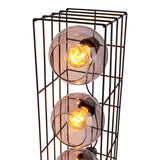 Lampe de lampe en verre "Cesta" lampadaire en fil de métal noir et verre teinté, avec douille E27, 95 cm de haut, pour salle à manger, salon, couloir ou bureau,