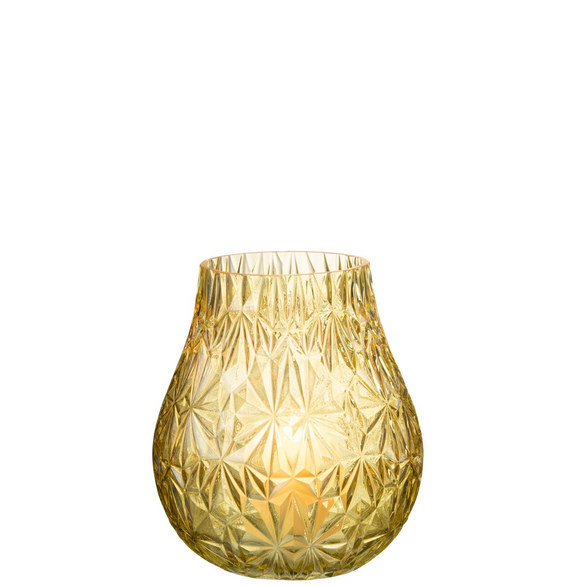 Vase NOx Affût J-Line en verre jaune, vue de face