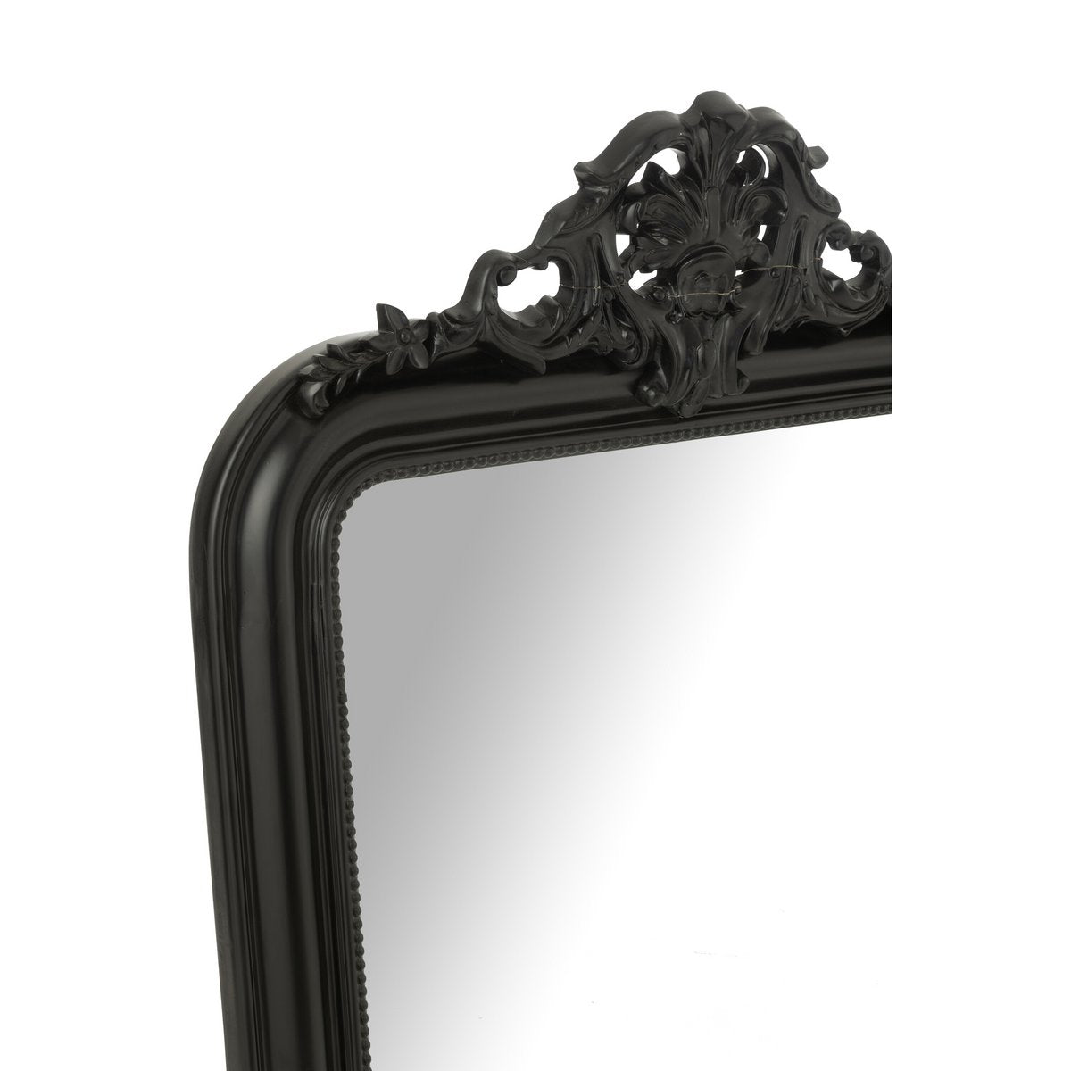 Détail du miroir J-Line Ema, finition en bois noir