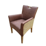 Chaise de chaise en rotin ensemble 6 pièces rembourrées avec des accoudoirs darwin salle à manger rembourrée optique en cuir tapissé