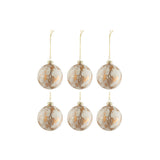 Coffret de 6 boules de Noël en verre marbré blanc et or par J-Line