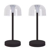 2 Set LED Battery Table Light "Gomba" pour l'extérieur et à l'intérieur, en métal et en plastique en noir, 18,5 cm de haut