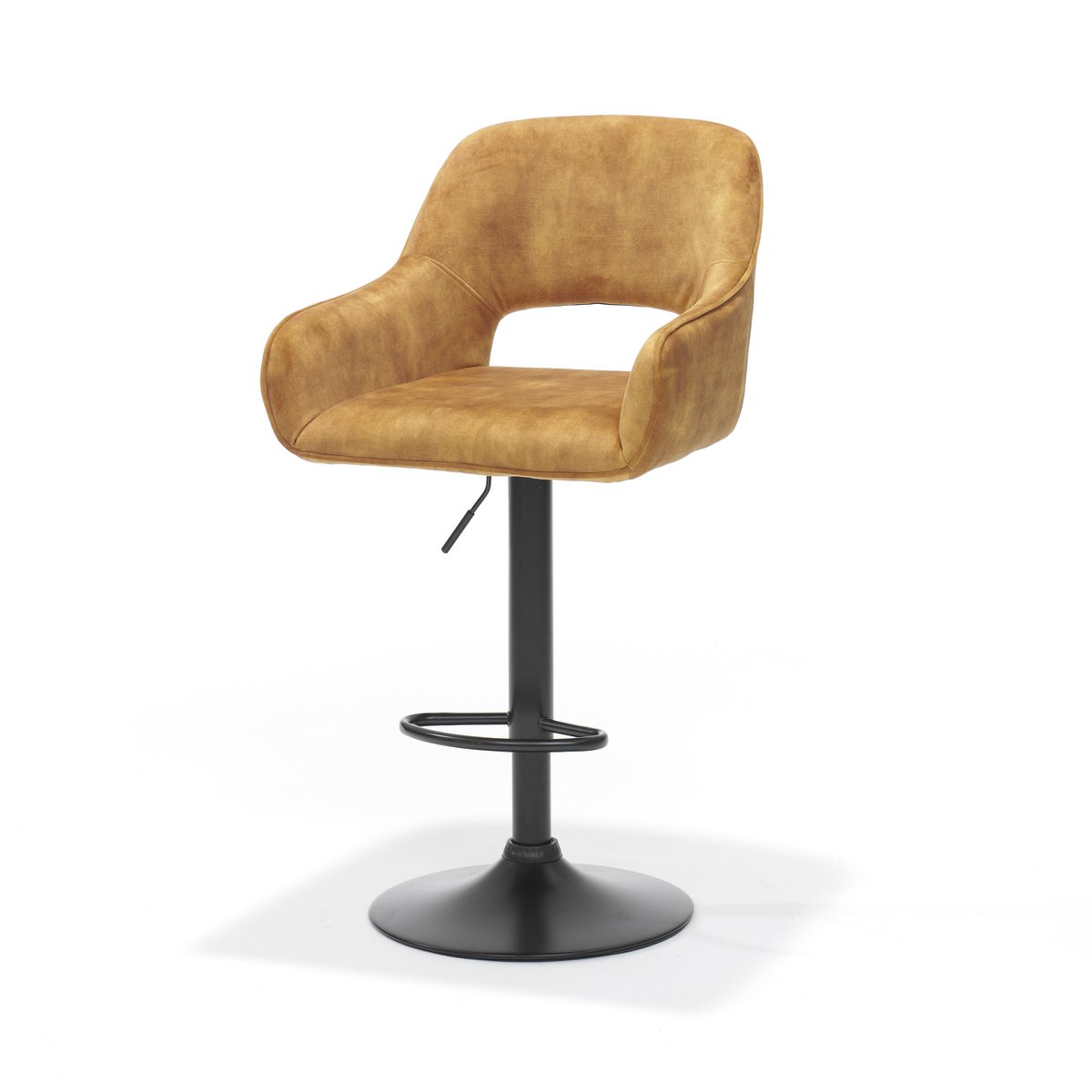 Tabouret de bar Katy en tissu aurore or, design élégant et moderne