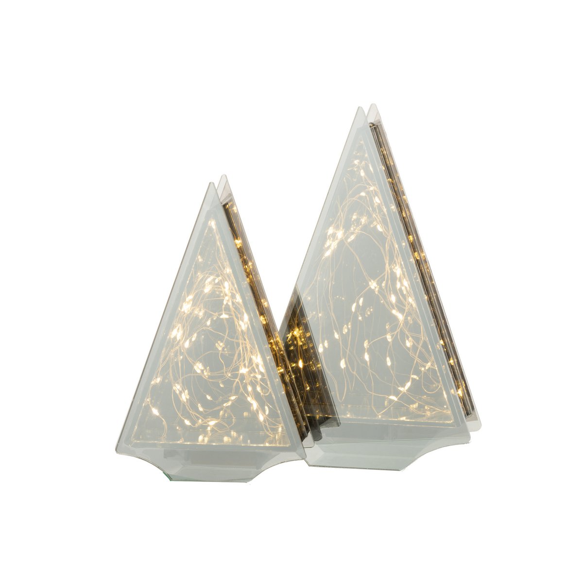 Détail des lumières LED dorées dans le verre