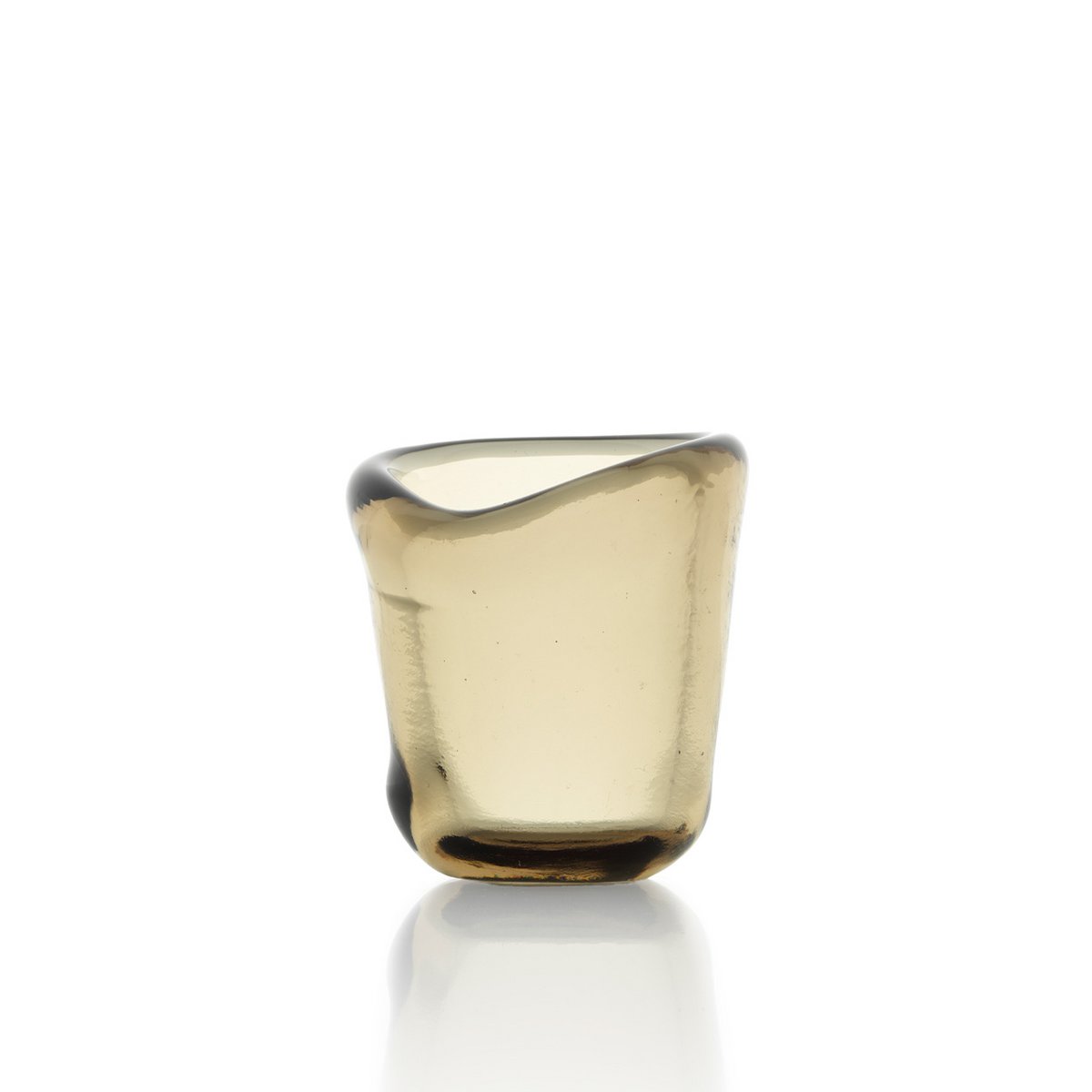Bougeoir Nocturne en verre charbon, vue de face avec bougie