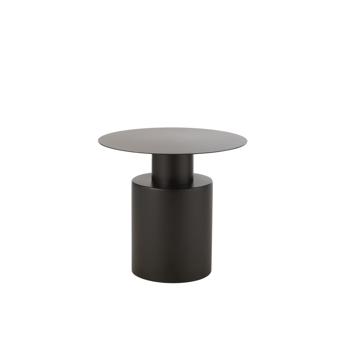 Table d'appoint J-Line ronde en métal noir, vue de face