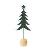 Arbre de Noël J-Line en métal et bois vert foncé sur pied, élégant et raffiné.