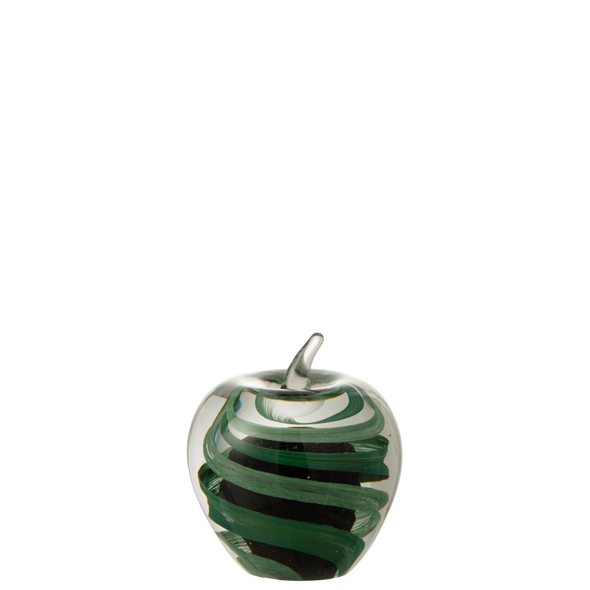 Détail du presse-papier J-Line Apple, verre vert, design raffiné