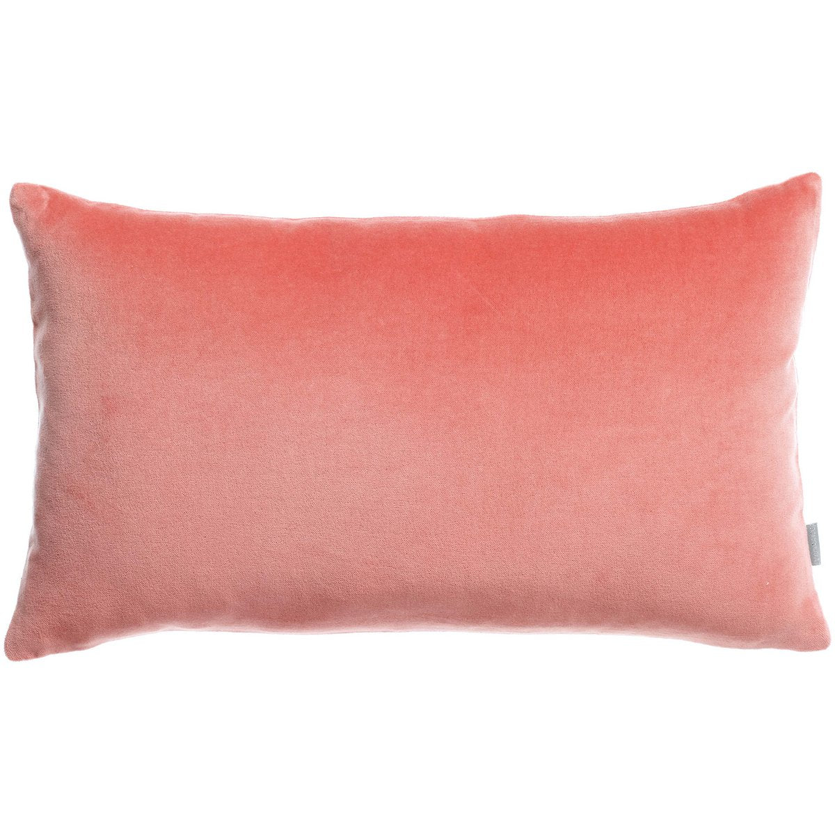 Coussin uni Elise Pêche 30 x 50 en velours et chambray