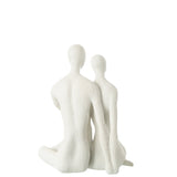 J-Line Couple Assis Moderne Résine Blanc Mat