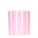 Pot décoratif Painted Stripe en céramique rose avec motif rayé - Ø9cm