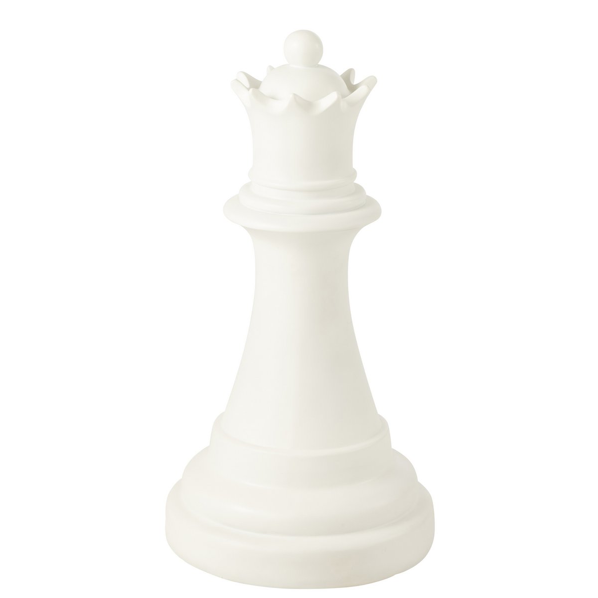 Détail de la pièce d'échecs Reine J-Line, finition polyrésine blanche