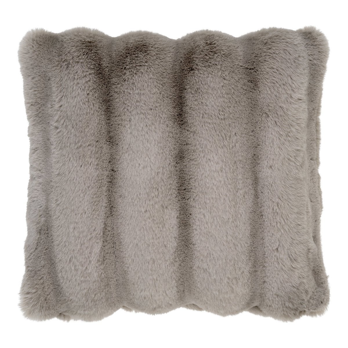 Coussin Galena en fourrure artificielle beige sur canapé