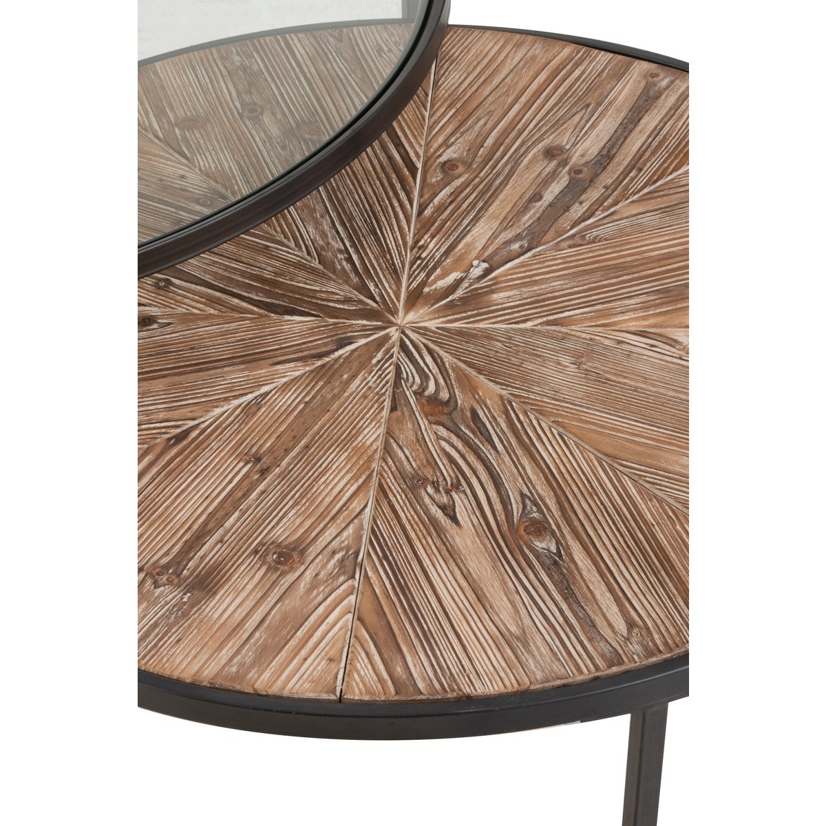 J-Line Tables Basses Rondes, vue rapprochée du design industriel