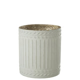 Bougeoir J-Line Ezy en verre blanc extra large, vue de face