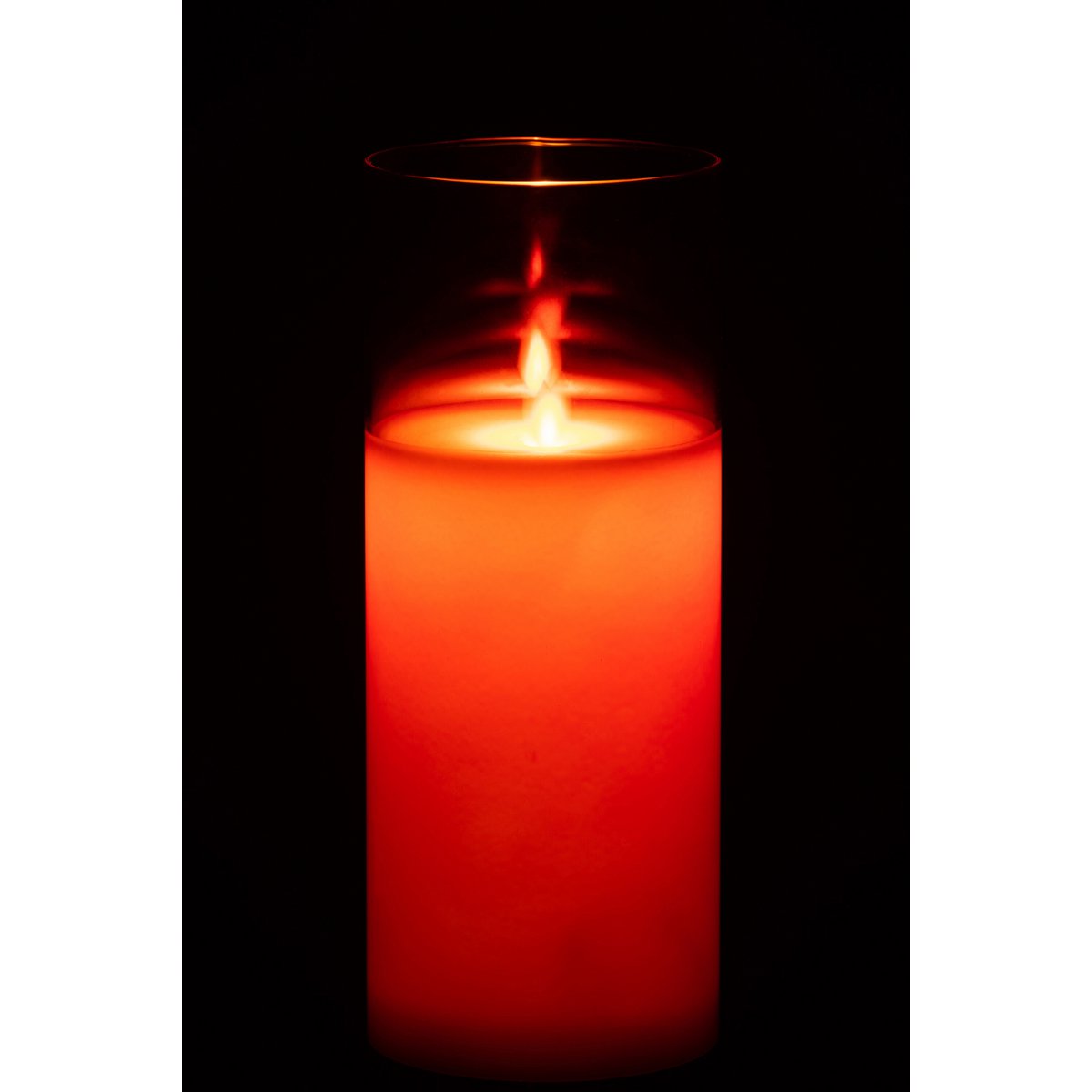 Détail du verre rouge brillant de la lampe J-Line
