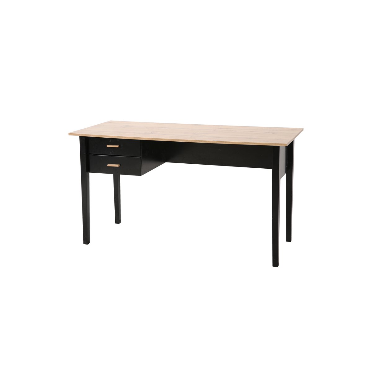 Détail des tiroirs du bureau noir moderne en bois
