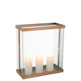 J-Line Lanterne Rectangulaire Enma Fer/Verre Cuivre Large