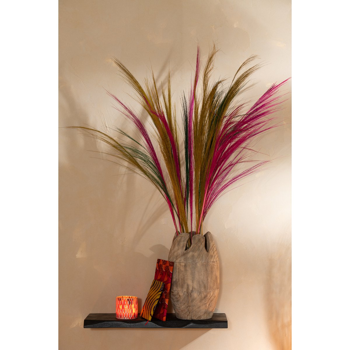 Bouquet de 15 brins d'herbe fuschia J-Line, vue d'ensemble