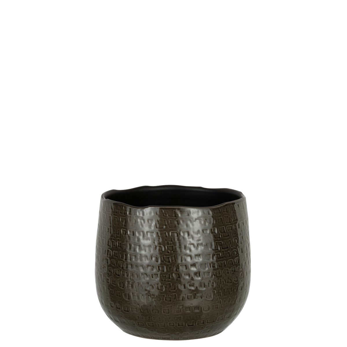Pot de fleur J-Line en céramique gris foncé, grand format, diamètre 25,5 cm