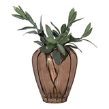 Vase marron en verre, forme incurvée, ambiance décorative