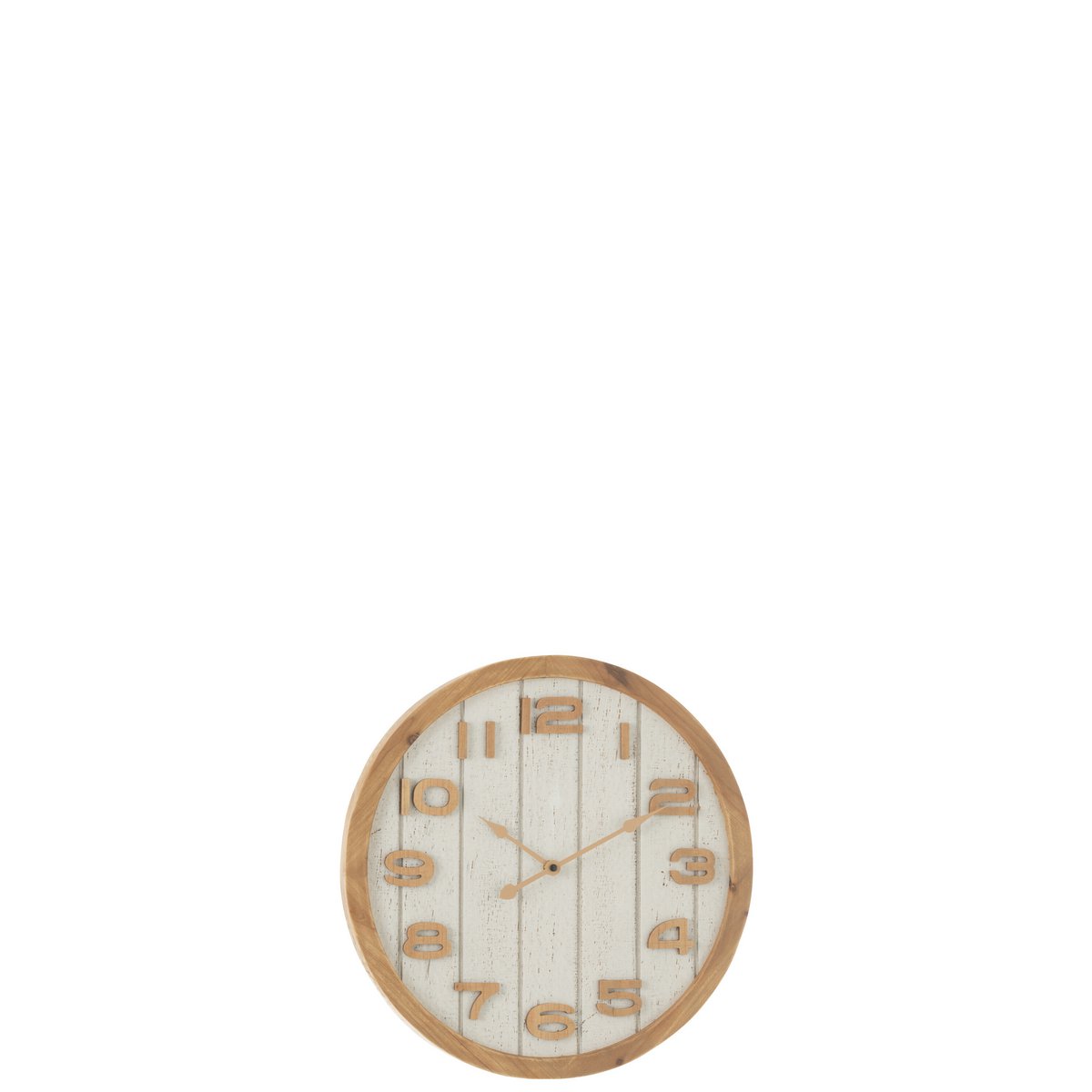 Horloge murale J-Line en bois blanc et naturel, vue avant