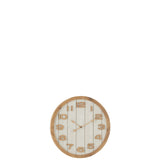 Horloge murale J-Line en bois blanc et naturel, vue avant