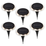 6 Set Solar-Boden-Sprießleucht Ø Env. 11,2 cm, plastique noir, capteur crépusculaire, pour l'entrée, la terrasse et les chemins
