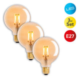 3 sets LED illuminant E27 version 4.1 watts, en métal et en verre, blanc chaud