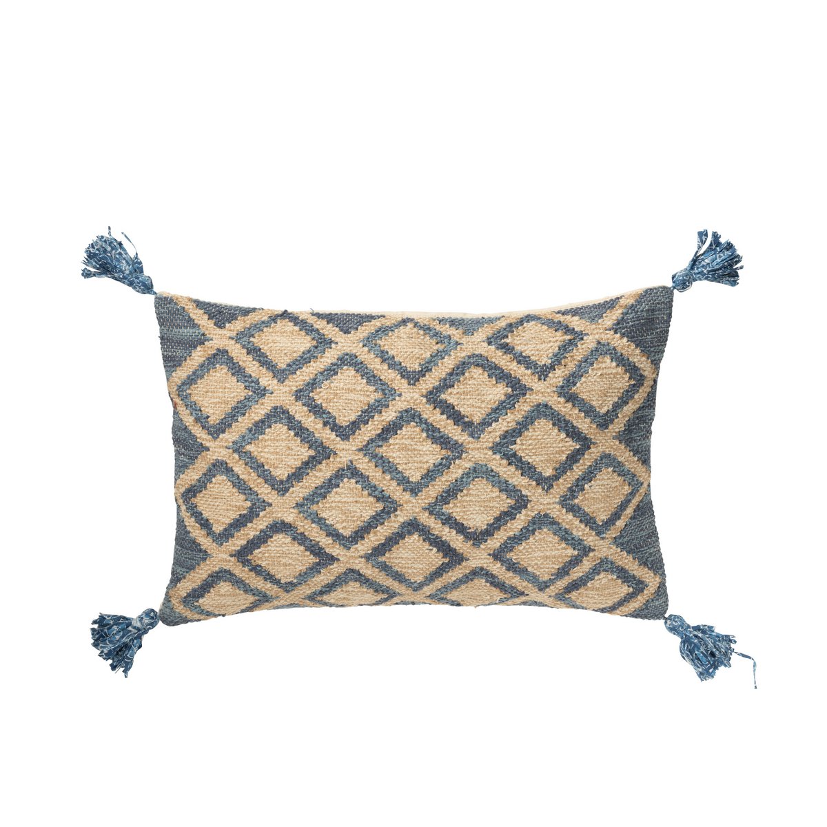 Détail du coussin rectangulaire J-Line, vue sur le motif losanges