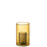 Photophore double verre jaune petit de J-Line, vue de face