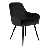 Chaise de salle à manger Harbo en velours noir avec pieds en métal, lot de 2