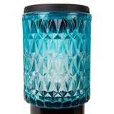 Brochettes décoratives solaires "Mila" 2 set, Ø 8,3 cm, 25 cm de haut, métal noir, verre lourd et structuré en rouge / jaune et en bleu / vert, LED intégré, blanc chaud