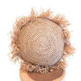 Coussin rond bohème avec franges Coussin décoratif Ø40/50 cm Coussin en raphia Coussin de canapé avec rembourrage TARAKAN beige