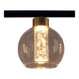 LED GLASS PENDANT LEIL "BRASS" Noir, classique et suspendu en métal noir et verre, avec des LED fermement intégrées, éclairage pour le salon, la salle à manger ou le bureau, 90 cm de long
