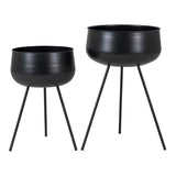 Pots de Fleurs Ardola - Noir, Acier - Lot de 2