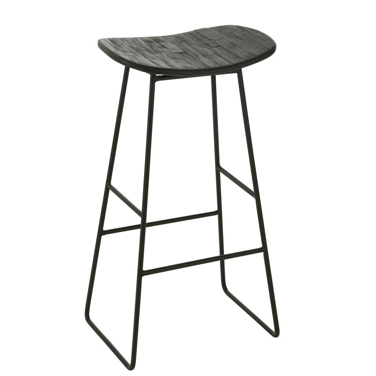 Chaise J-Line rectangulaire en teck recyclé noir vue de face