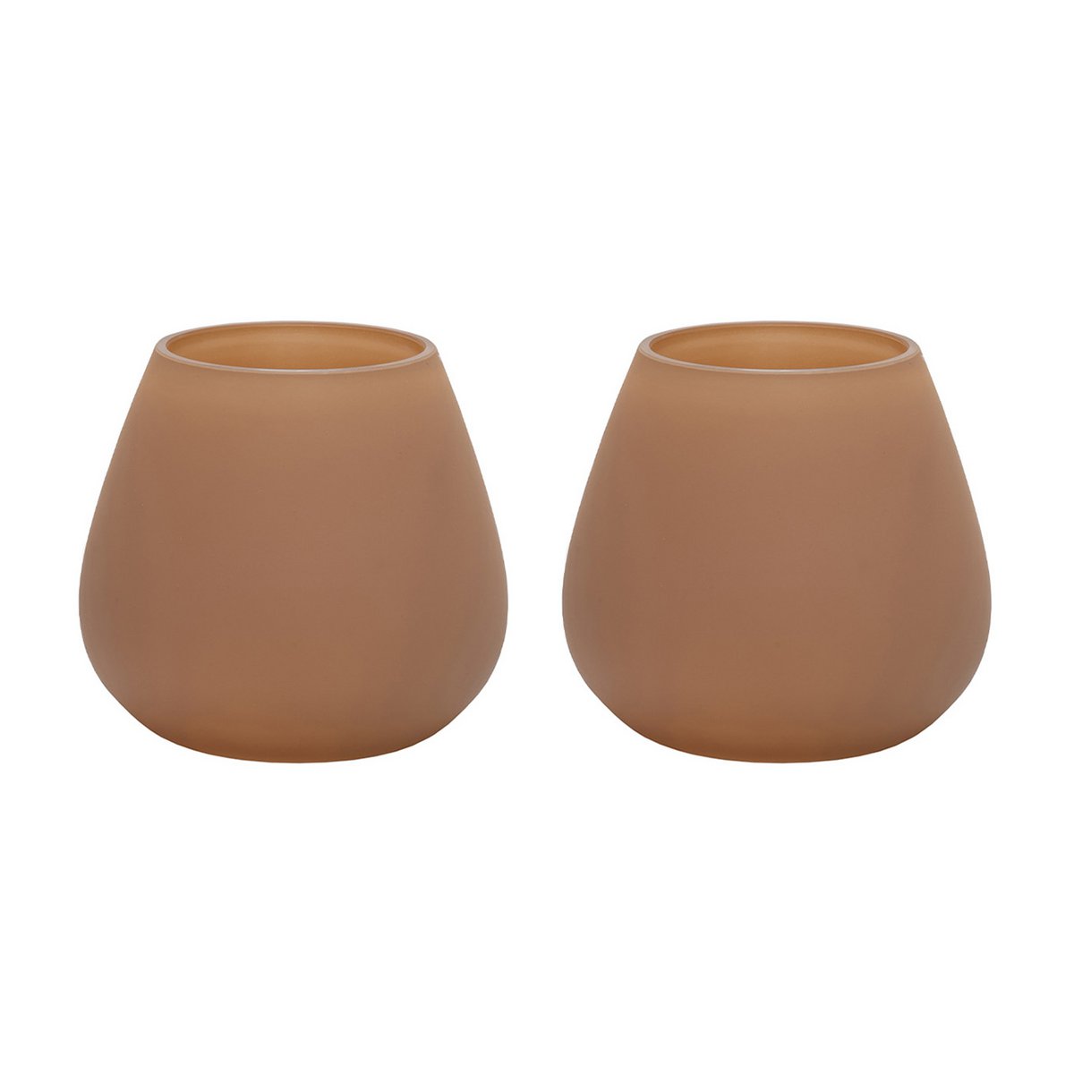 Photophore Thé-Light Holder Tasman XS en verre beige avec bougie