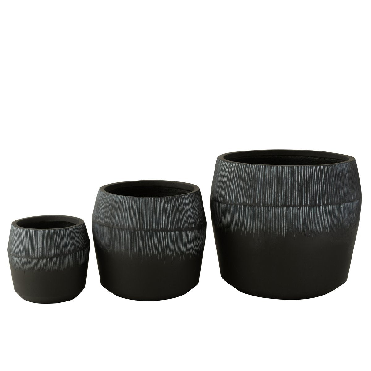 Pot de fleurs J-Line Liline en céramique noire, vue latérale