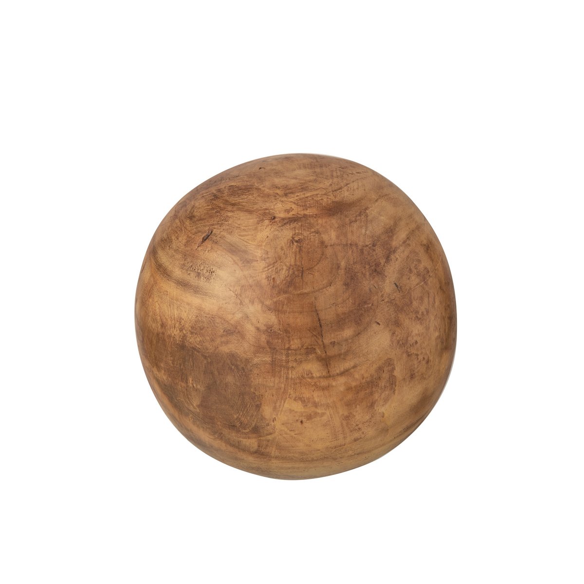Boule décorative en bois marron J-Line, vue de face sur une table