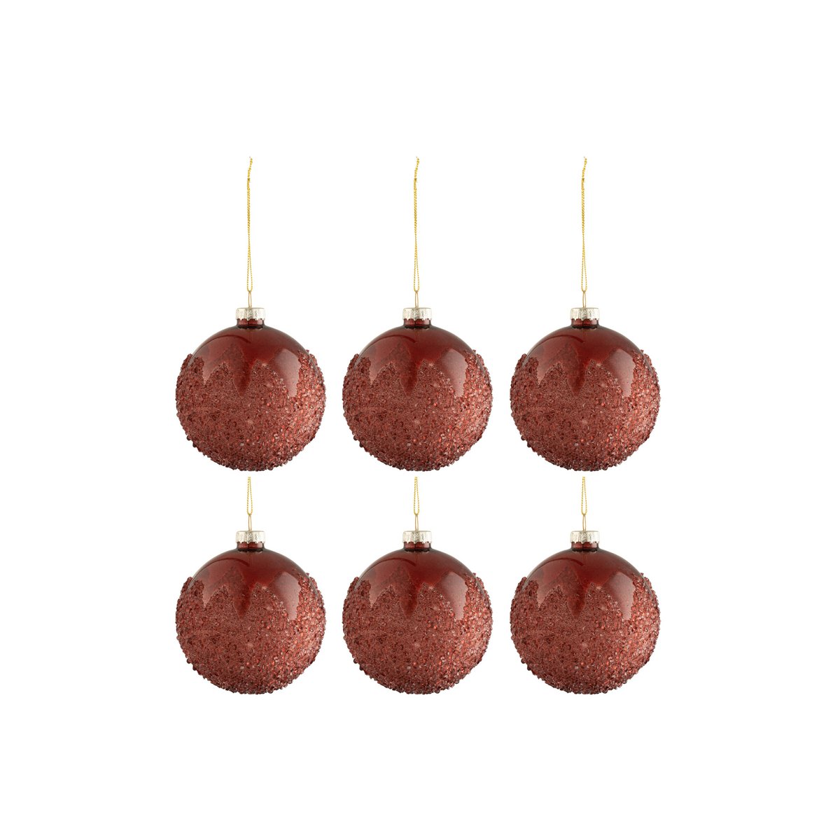 Boule de Noël J-Line en verre rouge mat, vue de face