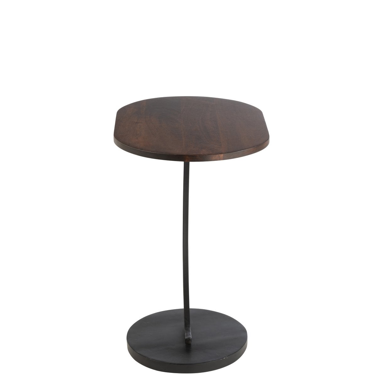 Détail du plateau en mangohout de la table Swoosh J-Line