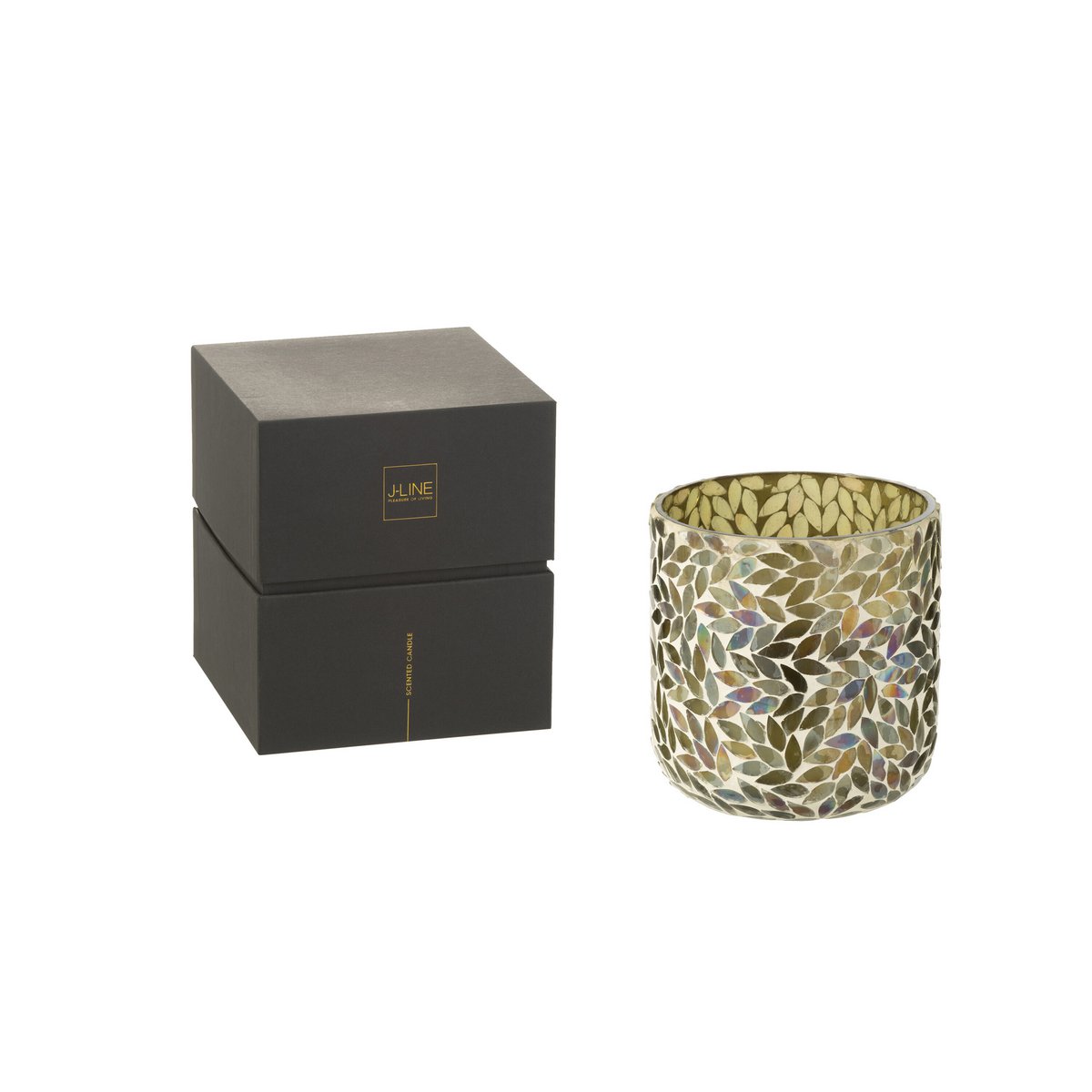 Détail du verre vert de la bougie parfumée J-Line