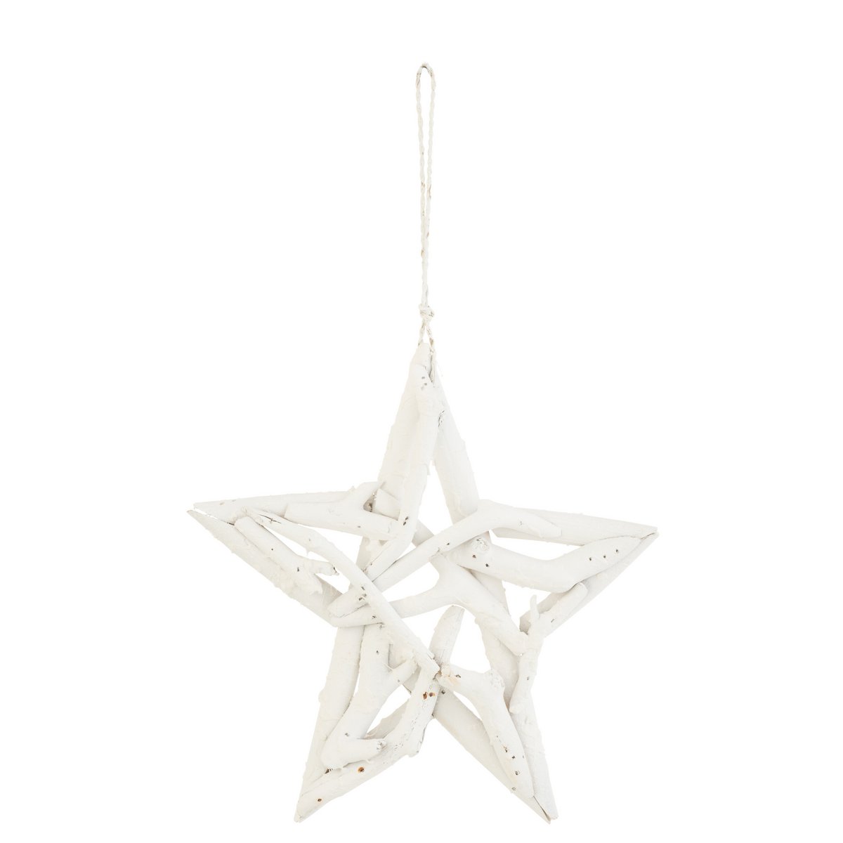 Suspension J-Liline Star en bois blanc, design élégant avec forme étoilée.