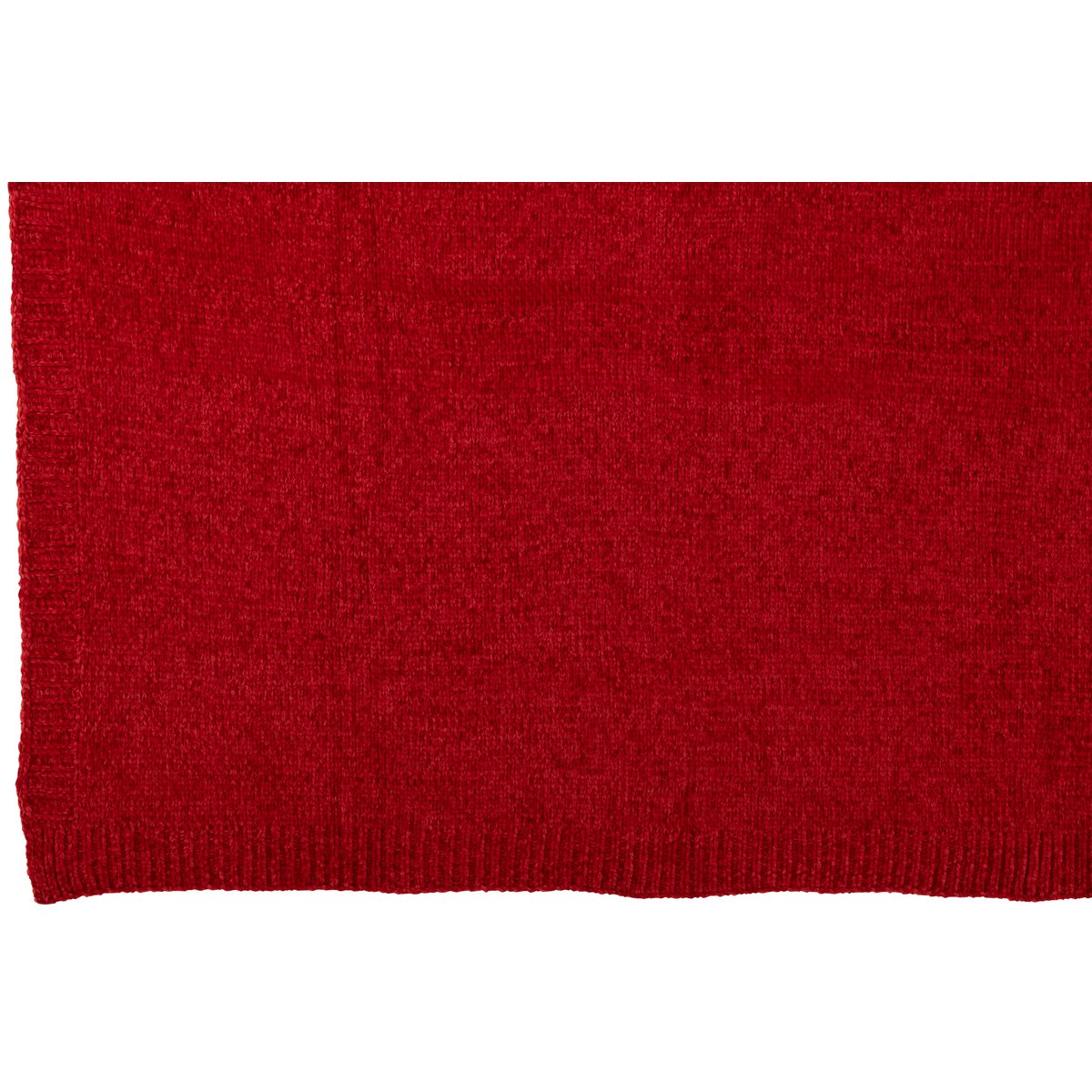 Détail de la texture de la couverture J-Line en chenille rouge.