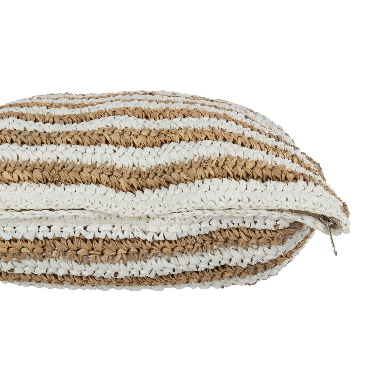 Coussin Stripes Mendong J-Line en coton blanc, vue avant