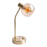 Lampe de table "Libby", lampe de table classique en métal de couleur en laiton et verre teinté en ambre, avec socket E14, pour salle à manger, salon, couloir ou bureau, 34 cm de haut