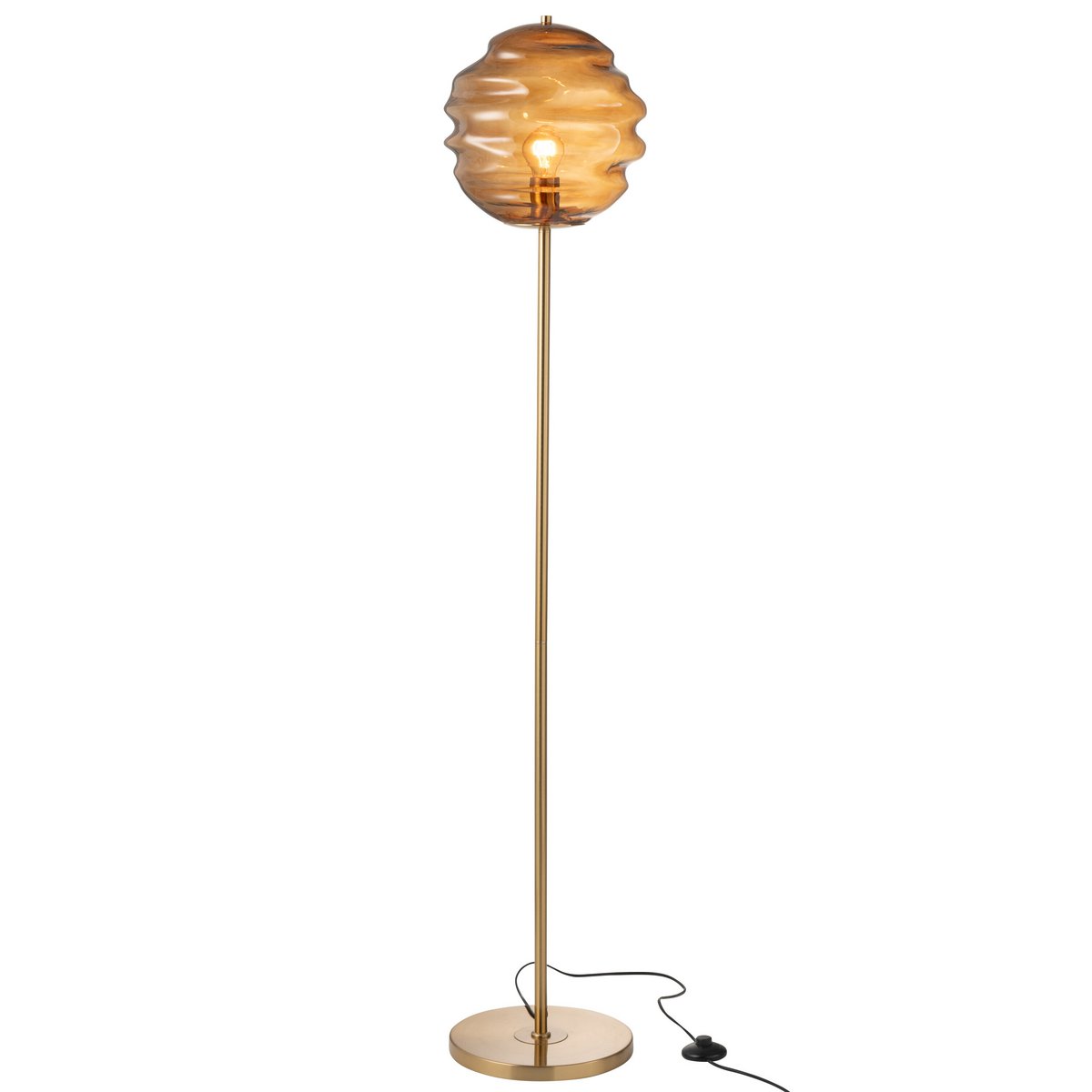 Lampadaire J-Line Bijenkorf en verre marron, vue de face