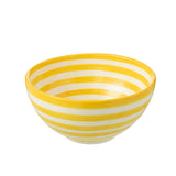 Bol J-Line Grenada Stripes en céramique blanc et jaune, vue de face