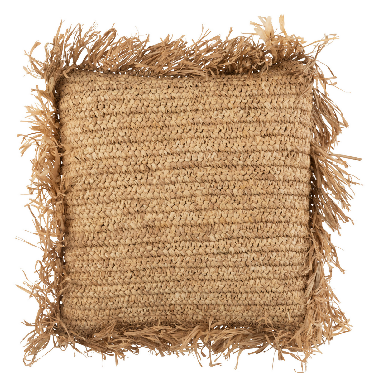 Coussin J-Line en raphia naturel, vue de face